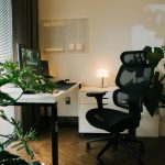 Ergonomic office chair in a clean home office setup